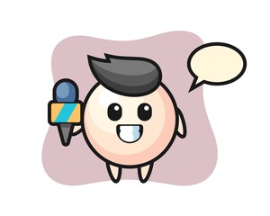 Character mascot of pearl as a news reporter