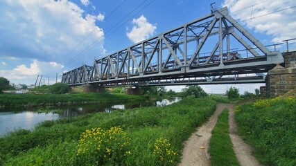 Fototapeta premium bridge over river in the park