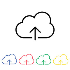 Cloud upload, linear icon. One of a set of linear web icons