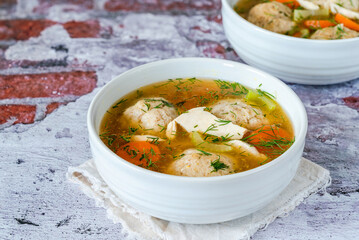 Chicken and matzo ball soup