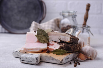 Salty pork lard with garlic