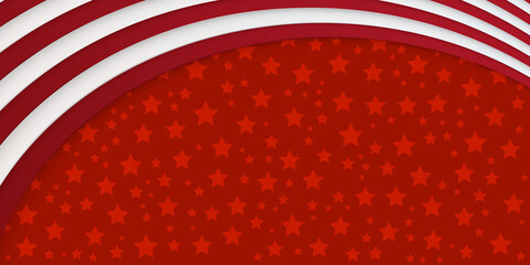 Modern star red white wave abstract background with copy space for text