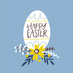 Happy Easter greeting card with decorative egg and handwritten holiday wishes.