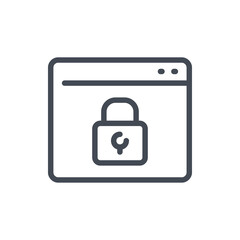 Secure website and internet protection line icon. Webpage with lock vector outline sign.