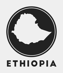 Ethiopia icon. Round logo with country map and title. Stylish Ethiopia badge with map. Vector illustration.
