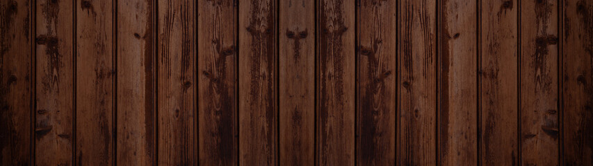 Obraz premium old brown rustic dark wooden texture - wood timber background panorama long banner 