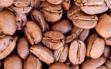 Closeup macro of coffee beans