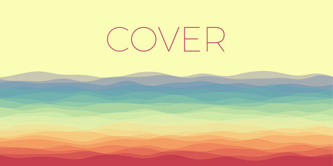 Abstract waves cover. Horizontal background with curves in spectral colors. Beautiful vector illustration.