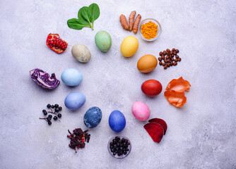 Color Easter eggs painted with organic dye