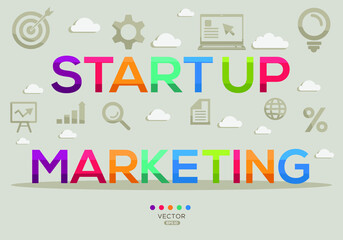 Creative (startup marketing) Banner Word with Icon ,Vector illustration.