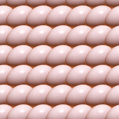 Seamless pattern with chicken egg on orange background.