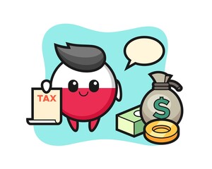 Character cartoon of poland flag badge as a accountant