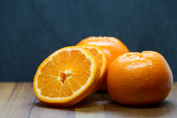 orange on a wooden table