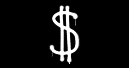 Dollar money sign spray painted isolated