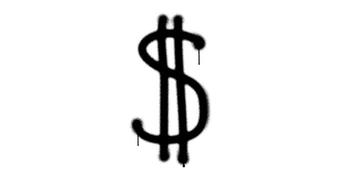 Dollar money sign spray painted isolated