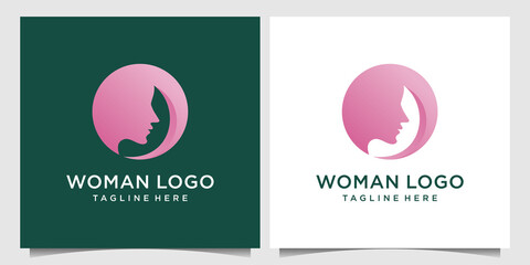 Woman logo design template with creative concept for fashion, salon, cosmetic, and spa