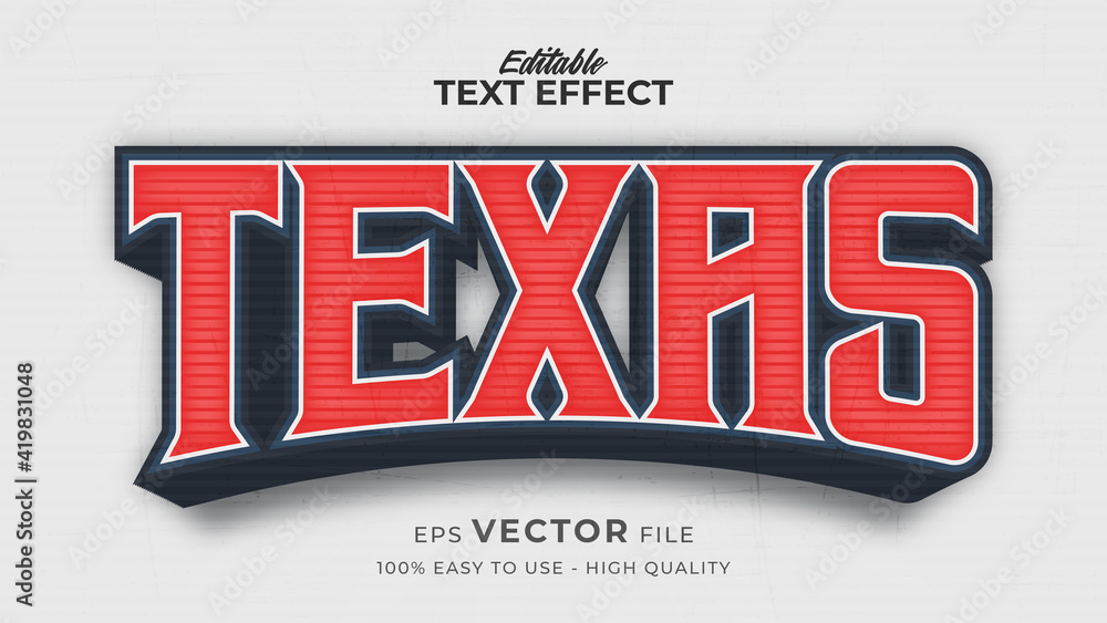 Fototapete editable text style effect - texas retro text style theme