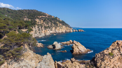 view of the sea and mountains Tossa de Mar Spain