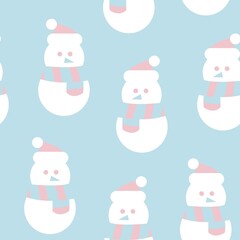 Pink Christmas Snowman seamless pattern design