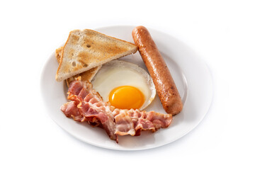Traditional American breakfast isolated on white background
