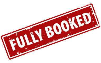 Fototapeta premium Fully Booked red square filled rubber stamp icon isolated on white background. Fully booked label.