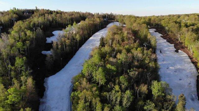 Laurentian Mountains in Quebec in Spring with Snow (Laurentides)
