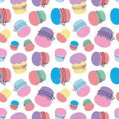 Cupcake seamless pattern. Easter cake pattern Vector illustration in flat cartoon style.