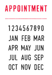 Vector illustration of the word Appointment with the line and editable dates (day, month and year) in ink stamps