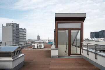 Rooftop terrace with city view
