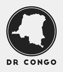 DR Congo icon. Round logo with country map and title. Stylish DR Congo badge with map. Vector illustration.