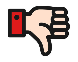 Thumb Down vector icon. Dislike hand gesture.