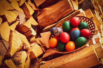 easter eggs in basket