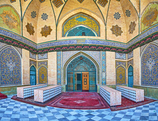 Tiled decors of Shah's Mosque in Tehran, Iran