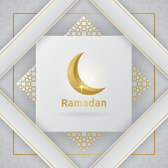 Ramadan Kareem greeting card design with islamic ornament background. Vector illustration