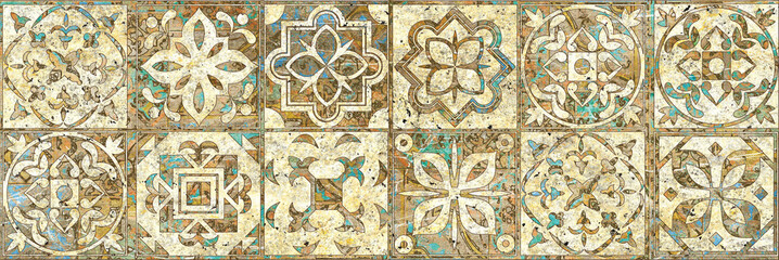 Wall Decor for interior home decoration, Ceramic Tile Design. it can be used for ceramic tile, wallpaper, linoleum, backdrop, coverpage, poster, textile, web page background -  Illustration