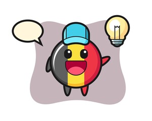 Belgium flag badge character cartoon getting the idea
