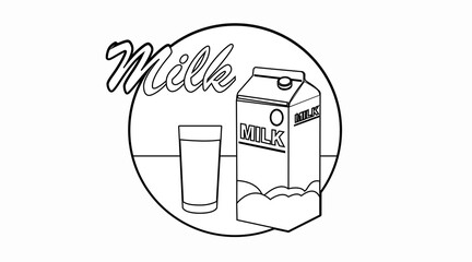 Milk Icon. Vector isolated illustration of a milk box or carton and a glass of milk