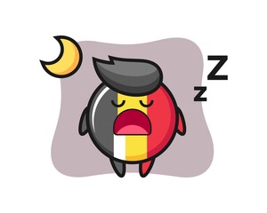 Belgium flag badge character illustration sleeping at night