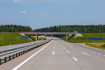 Highway road and bridges on a summer sunny day