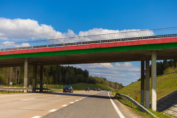 Highway road and bridges on a summer sunny day