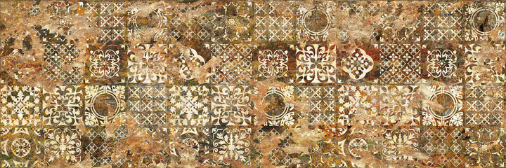 Wall Decor for interior home decoration, Ceramic Tile Design. it can be used for ceramic tile, wallpaper, linoleum, backdrop, coverpage, poster, textile, web page background -  Illustration