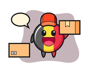 Mascot illustration of belgium flag badge as a courier