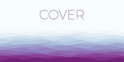 Abstract waves cover. Horizontal background with curves in blue purple colors. Charming vector illustration.