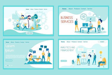 Business Services Landing Page Vector Template Set