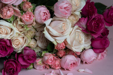 a bouquet of wilting roses 
