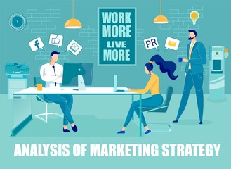 Marketing Strategy Analysis Division Employees, Vector Illustration