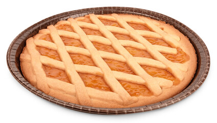 Lovely tasty fruit pie tart sweet dessert isolated on white background