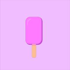 Ice cream with pink icing on a pink background. Vector illustration.