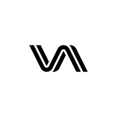 Vector Logo Letters VA Fluid Two Lines