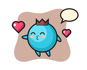 Blueberry character cartoon with kissing gesture